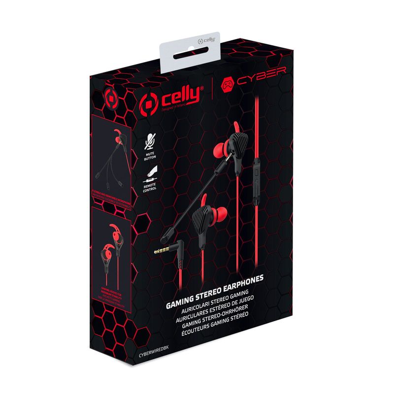 Celly-CyberWired-Auricolare-Cablato-In-ear-Giocare-Nero-Rosso