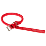 Collare per Cani VOGUE CF10-48, Cordino in Vera Pelle, Regolabile, Fibbia in Metallo, Rosso