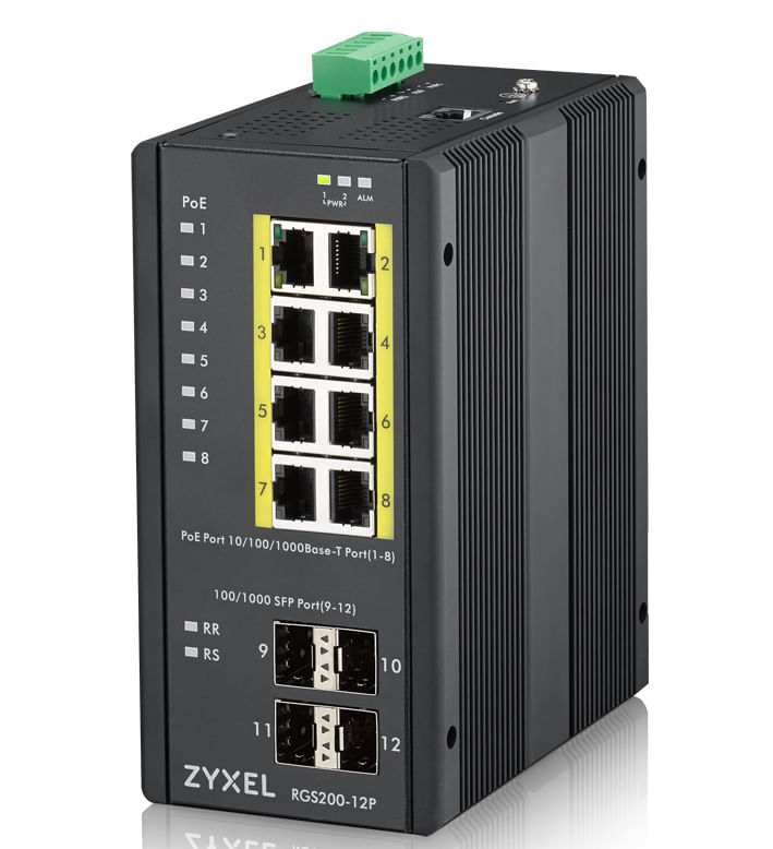 Zyxel-RGS200-12P-Gestito-L2-Gigabit-Ethernet--10-100-1000--Supporto-Power-over-Ethernet--PoE--Nero