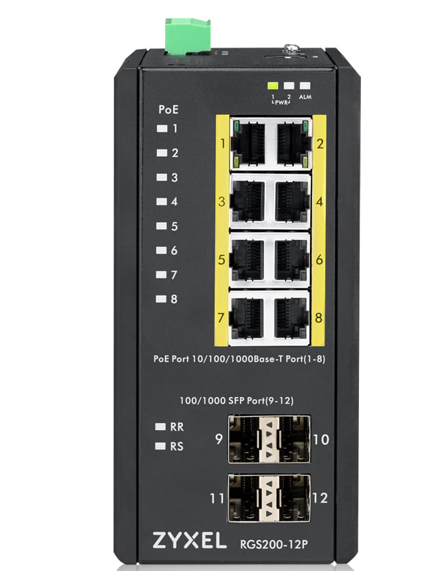 Zyxel-RGS200-12P-Gestito-L2-Gigabit-Ethernet--10-100-1000--Supporto-Power-over-Ethernet--PoE--Nero