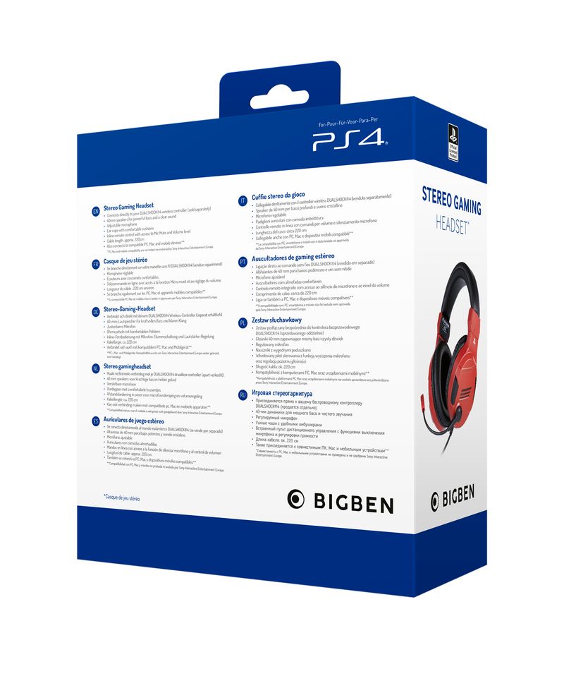 Bigben-Interactive-PS4OFHEADSETV3R-cuffia-e-auricolare-Cablato-A-Padiglione-Giocare-Rosso