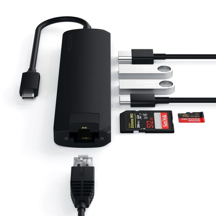 Satechi-ST-UCSMA3K-replicatore-di-porte-e-docking-station-per-notebook-Cablato-USB-3.2-Gen-1--3.1-Gen-1--Type-C-Nero