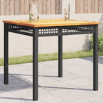 vidaXL Tavolo da Giardino Nero 80x80x75cm in Polyrattan e Legno Acacia