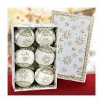 Trade Shop Traesio-set 6 Palline Natalizie Fiocco Di Neve Oro 7,5cm Con Nastro Decorazioni Natale -