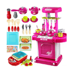 Trade Shop Traesio-cucina Giocattolo Bambini Richiudibile In Trolley Fornello Luci Suoni Accessori Azzurro -