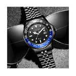 Trade Shop Traesio-orologio Uomo Da Polso In Acciaio Quarzo Nero Blu Nautica Mare Longbo Subacqueo -