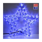 Trade Shop Traesio-doppia Stella Natalizia Luminosa 50 Led Colore Blu 37 X 37cm Per Uso Esterno -