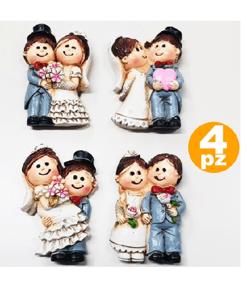 Trade Shop Traesio-set 4 Calamita Calamite Sposi Wedding Ceramica Bomboniera Matrimonio Segnaposto -