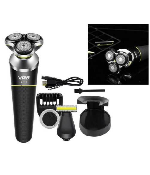 Maxtech-rasoio Elettrico Per Barba E Capelli Senza Fili Impermeabile 3 Testine Vgr V-308 -