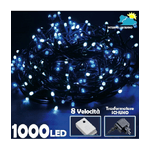 Trade Shop Traesio-catena Luminosa 1000 Luci Led Albero Natale Lucciole Bianco Freddo Blu Esterno -