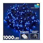 Trade Shop Traesio-catena Luminosa 1000 Luci Led Lucciole Blu Controller 8 Funzioni Interno Esterno -