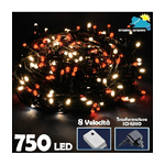 Trade Shop Traesio-catena Luminosa 750 Luci Led Lucciole Bianco Caldo E Rosso Controller 8 Funzioni -