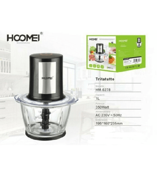 Trade Shop Traesio-tritatutto 1 Litro 350w Robot Cucina Trita Verdure Elettrico Hoomei Hm-6278 -