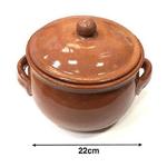 Trade Shop Traesio-pentola Tegame In Terracotta Bombata Con Manici E Coperchio Da Forno Cottura 22 -