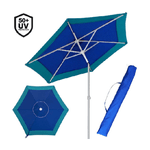 Trade Shop Traesio-ombrellone Mare Spiaggia Giardino Acciaio Grande 210cm Turchese Blu Con Custodia -