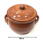 Trade Shop Traesio-pentola Tegame In Terracotta Bombata Con Manici E Coperchio Da Forno Cottura 20 -