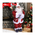 Trade Shop Traesio-babbo Natale Classico 100cm In Plastica Vestiti In Tessuto Decorazione Natalizia -