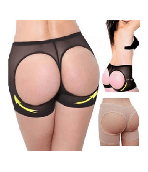 Trade Shop Traesio-pantaloncini Culotte Lingerie Contenitiva Alza Glutei Modellante Nero Vita Alta -    L-xl