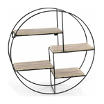 Trade Shop Traesio-mensola Parete Rotonda 4 Mensole Ripiani Design Moderno Scaffale Legno Metallo -