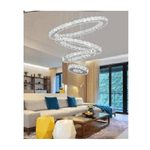 Trade Shop Traesio-lampadario A Sospensione Anelli Spirale Cristalli 51w Bianco Freddo 7000k B52 -