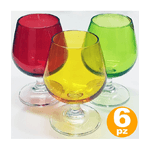 Trade Shop Traesio-set 6 Bicchieri Globo Sweet Colorati Vetro Bevanda Liquore Distillati Cicchetti -