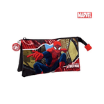 Trade Shop Traesio-astuccio 3 Posti Chiusura Zip Portapenne Porta Matite Pastelli Marvel Spiderman -