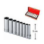 Trade Shop Traesio-kit Set 9 Pz Chiavi Bussola Lunghe Da 1/4" Per Candelette 5-13mm Chrome Vanadium -