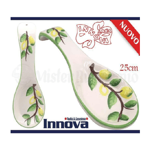 Trade Shop Traesio-poggiamestolo Poggia Mestolo In Ceramica Limoni Lunghezza 25cm Cucina -