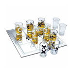 Trade Shop Traesio-gioco Tris Alcolico 10 Pz Tic Tac Toe Tavolo Vetro 9 Bicchieri Liquore Adulti -