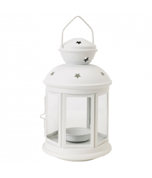 Trade Shop Traesio-lanterna Bianco Portacandela 16x10cm Matrimonio Tea Light Porta Candela Candele -