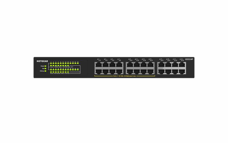 NETGEAR-GS324P-Non-gestito-Gigabit-Ethernet--10-100-1000--Supporto-Power-over-Ethernet--PoE--1U-Nero