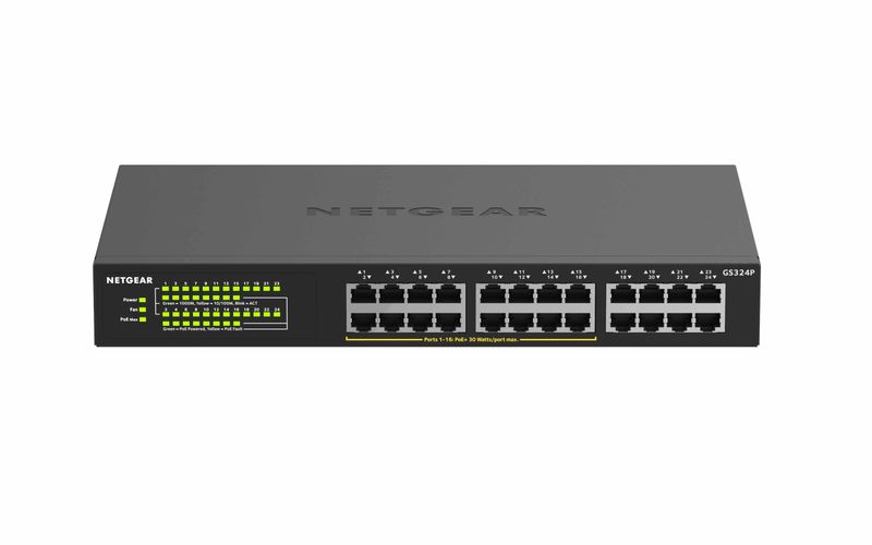 NETGEAR-GS324P-Non-gestito-Gigabit-Ethernet--10-100-1000--Supporto-Power-over-Ethernet--PoE--1U-Nero