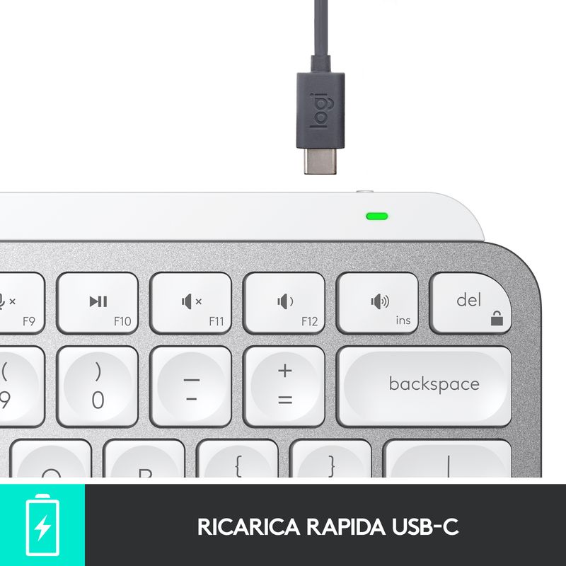 Logitech-MX-Keys-Mini-tastiera-RF-senza-fili---Bluetooth-QWERTY-Italiano-Grigio
