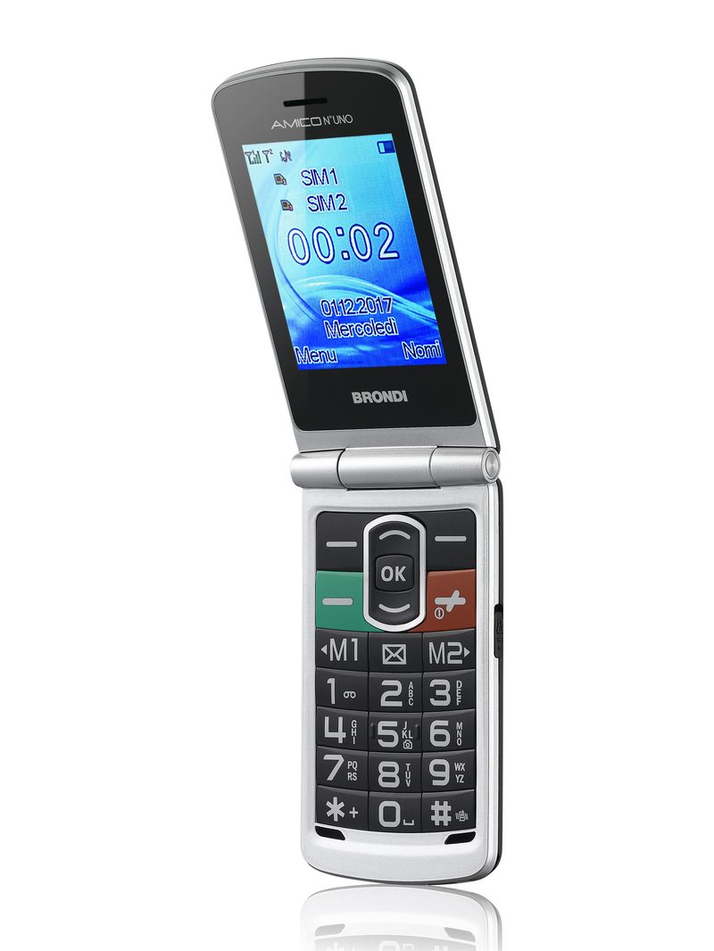 Brondi-Amico-N°Uno-108-g-Argento-Telefono-per-anziani