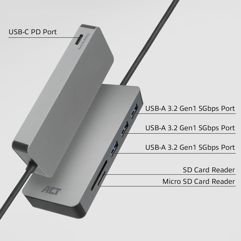 Hub-ACT-AC7050-USB-C-3.2-Gen1--USB-3.0--a-3-porte-con-adattatore-e-porta-pass-through-PD