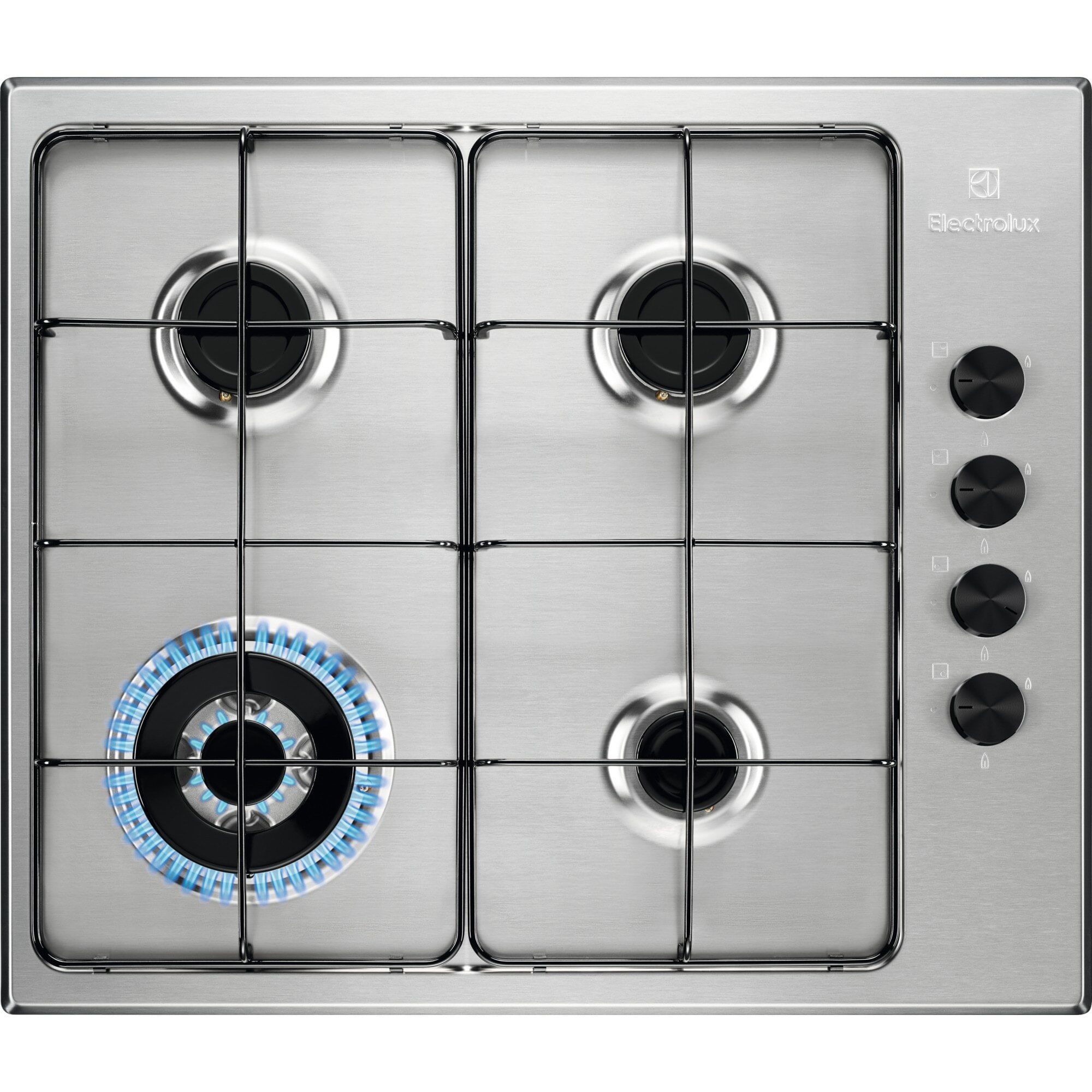 Electrolux EGS6414X Piano Cottura a Gas 4 Fuochi Bruciatore Tripla Corona Comandi Laterali 60 cm Acciaio Inox