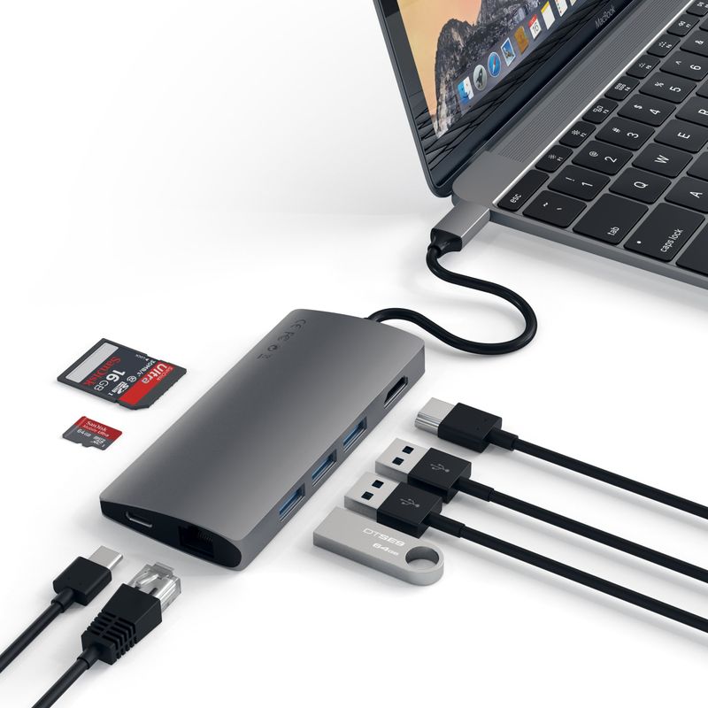 Satechi-Multi-Port-Adapter-V2-Dock-st.-USB-3.2-Gen-1--3.1-Gen-1--Type-C-Grigio