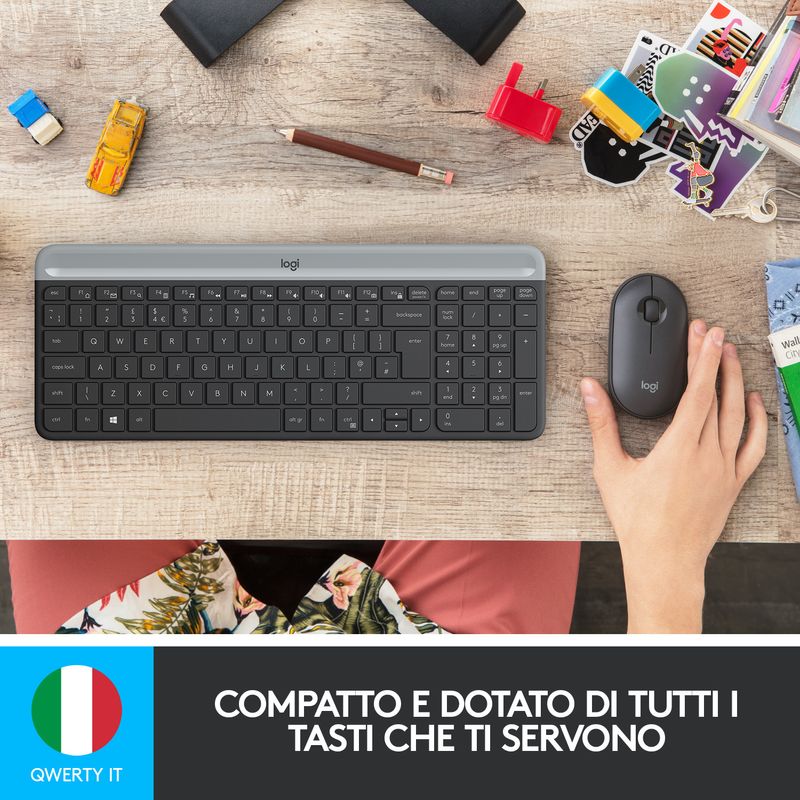 Logitech-MK470-tastiera-RF-Wireless-QWERTY-Italiano-Grafite