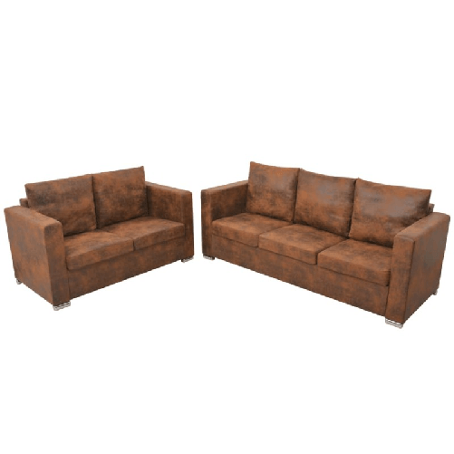 vidaXL Divani Set 2 pz in Pelle Scamosciata Artificiale
