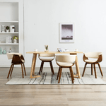 vidaXL Sedie da Pranzo 4 pz in Legno Curvato e Similpelle Crema