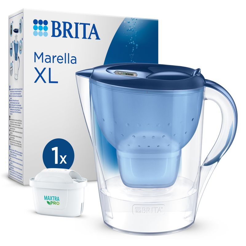 Brita-Caraffa-filtrante-Marella-blu--3.5L--incl.-1-x-filtro-MAXTRA-PRO-All-in-1---adatta-alla-porta-del-frigorifero-con-Memo-digitale-e-coperchio-ribaltabile