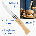 Opinel coltello coltellino tascabile pieghevole misura con lama 9 cm vintage acciaio inox per funghi caccia campagna innesti manico in legno di faggio