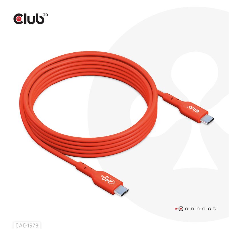 CLUB3D-CAC-1573-cavo-USB-2-m-USB4-Gen-2x2-USB-C-Rosso