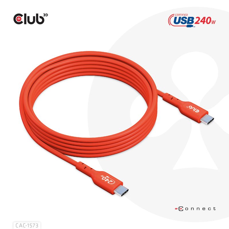 CLUB3D-CAC-1573-cavo-USB-2-m-USB4-Gen-2x2-USB-C-Rosso