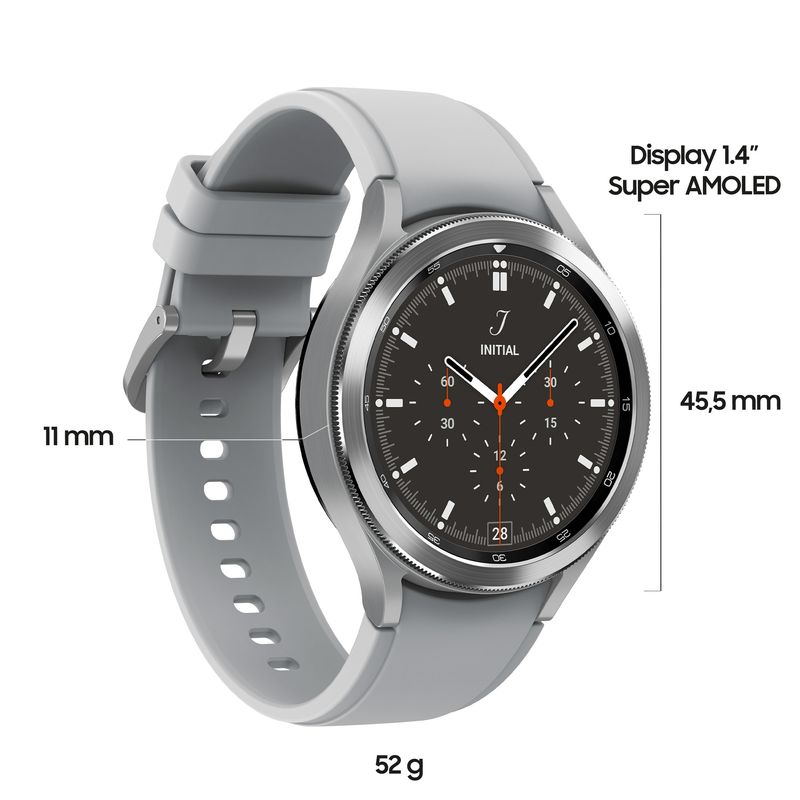 Samsung-Galaxy-Watch4-Classic-Smartwatch-Ghiera-Interattiva-Acciaio-Inossidabile-46mm-Memoria-16GB-Silver