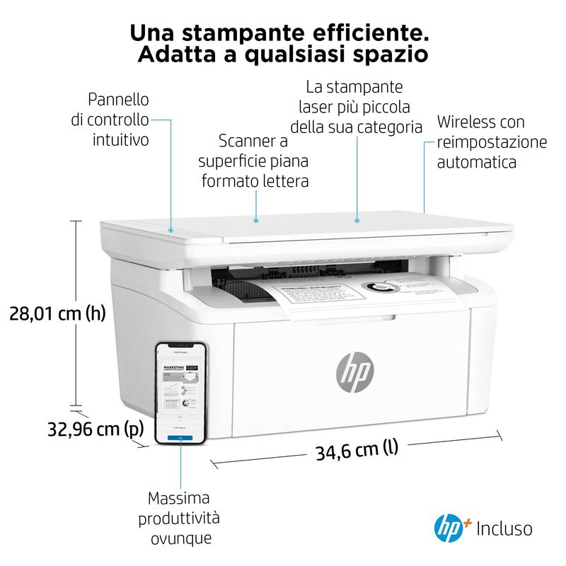 HP-LaserJet-Stampante-multifunzione-HP-M140we-Bianco-e-nero-Stampante-per-Piccoli-uffici-Stampa-copia-scansione