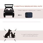 PawHut Borsa per Cani a 3 Ingressi con Cuscino e Sacche Portaoggetti, in Tessuto Oxford Blu e Metallo, 70x51x50 cm