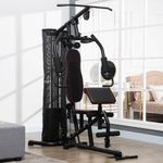 HOMCOM Stazione Fitness con Pesi da 45kg in Acciaio per Allenamento a Casa, 170x104x205cm, Nero