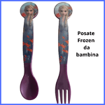 Posate da bambina principessa frozen in plastica riutilizzabile personaggi forchetta  da utilizzare a scuola asilo mare montagna campeggio casa