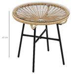 Outsunny Tavolino da Giardino Rotondo Stile Boho in Rattan PE e Vetro, Ø50x50cm, Beige